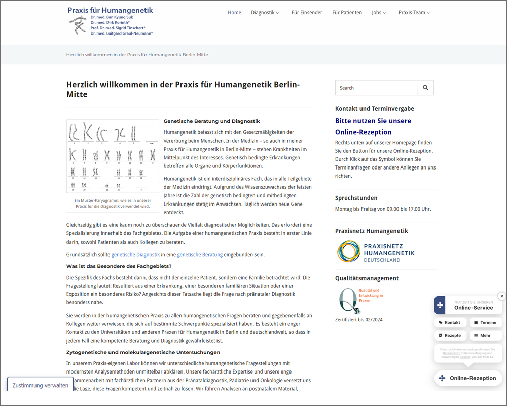 Screenshot Praxis für Humangenetik Berlin